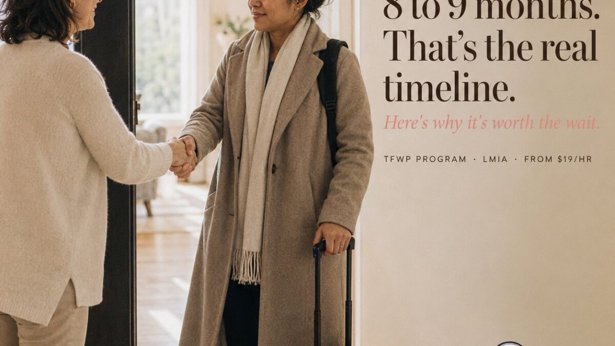 International live-in nanny arriving at a Quebec family home through the TFWP