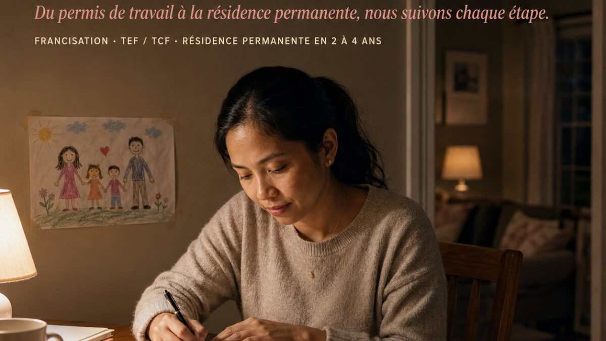 Nounou étudiant le français le soir, parcours vers la résidence permanente au Québec